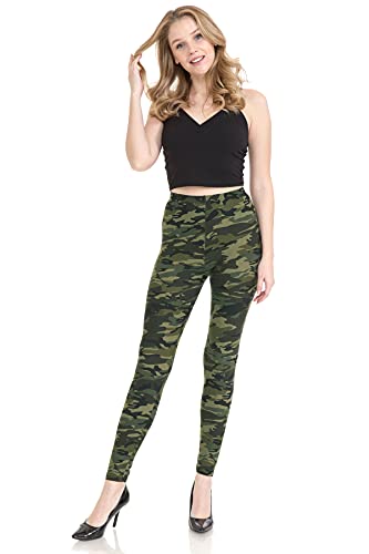 Leggings Depot High Waisted Camouflage & Multiple Print Leggings For Women-Full Length-N021, Camouflage Army, Plus Size #TOP6