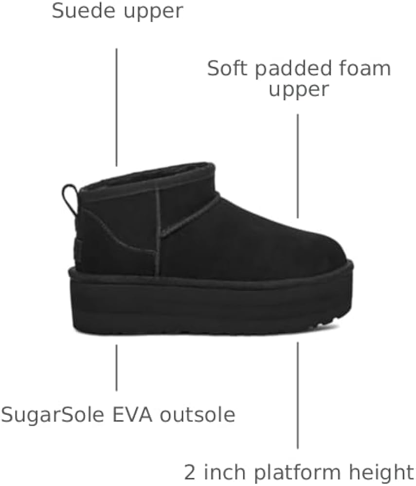 Amazon.com | UGG Women's Classic Ultra Mini Platform Boot, Black