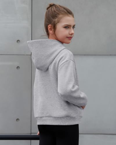 Hvididan Girls Fleece Hoodie Long Sleeve Sweatshirt Oversized Size 7-8 Grey — view 4