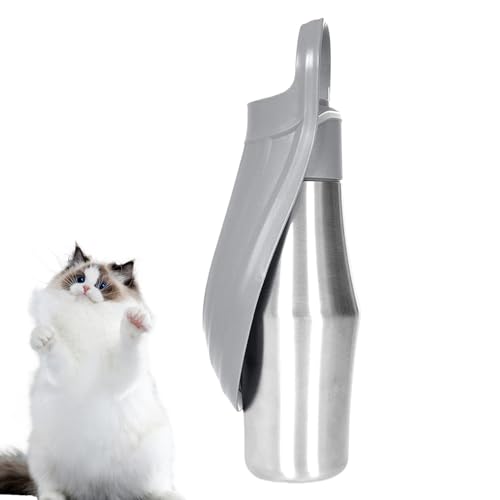Qukoielly Borraccia per Cani Durante le Passeggiate, Bottiglia Portatile per Cuccioli con Ciotola Incorporata, Contenitore Inossidabile 750ml Antigoccia Per Cani Gatti Escursionismo Campeggio