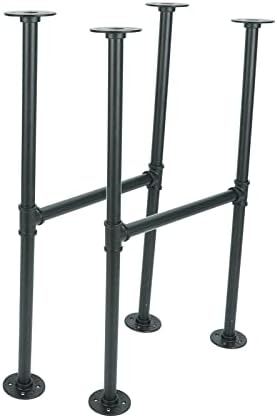 28" Metal Coffee Table Legs - Black Furniture Leg Set with Floor Protectors - DIY Projects for Bench Desk Dining Board Chairs