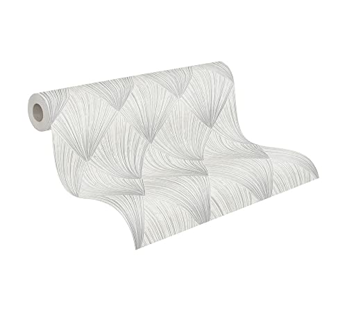 Papier peint géométrique pour masquer les défauts du mur blanc gris - 5