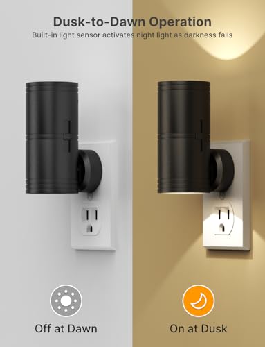 Lot de 4 veilleuses LED avec capteur du crépuscule à l'aube, luminosité réglable de 0 à 100 lumens, blanc doux 3000 K, design fin à brancher – vue 2