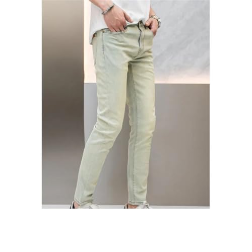 Men's Retro Mud-Color Thin Stretch Slim Fit Skinny and All-Matching Nostalgic Long Jeans3