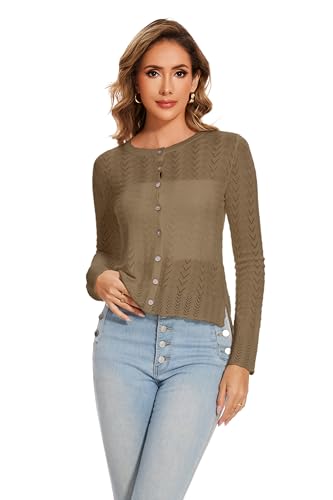 Sixstar Women's Casual Dreesy Cardigan Crew Neck Button Down Long Sleeve Soft Sweaters3