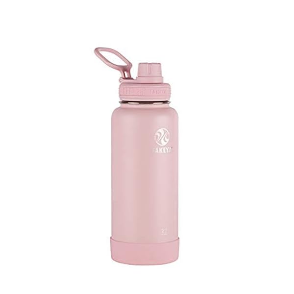 Takeya Actives Insulated Stainless Steel Water Bottle with Spout Lid, 32 Ounce, Blush