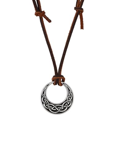 HAQUIL Viking Silver Celtic Knot Round Pendant Necklace Chain Included, Jewelry for Men Women