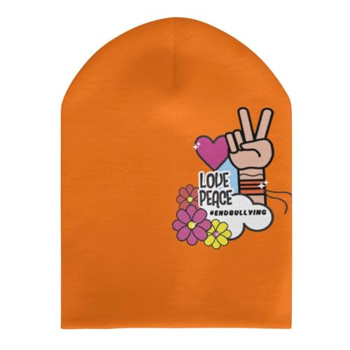 Peace Love Unity Anti Bullying Unity Day Orange Kids Beanie Hat for for Girls Boys Children Cap Winter Knitted Chemo Cancer Headwear Accessories Gifts Decoration3