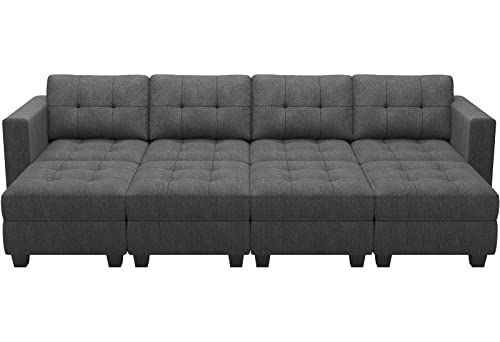 Belffin Storage Modular Sleeper Sofa Sectional Couch With Wide Chaises Convertible Sectional Sofa Bed Modular Sleeper Sectional Couch Bed Dark Grey #TOP7