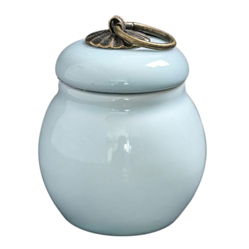 人間の遺灰のための小さな骨壷、 ミニ記念品骨壷、 美しく手作りされたセラミック、 大人用または赤ちゃん用の骨壷、ペット用の骨壷を共有するための火葬骨壷,Blue