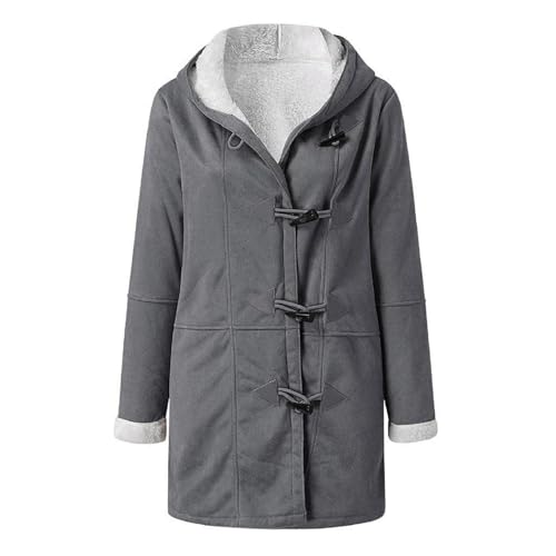 Womens Winter Coats with Hood Warm Sherpa Fleece Lined Jackets Button Faux Suede Pea Coat Outerwear2