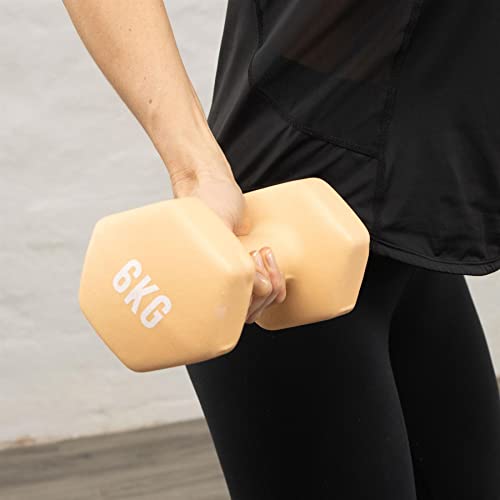 MYGA Hex Dumbbells - Single Neoprene & Cast Iron Hexagonal Dumbbell Hand Weights for Women and Men at Home & Gym - Weight: 6 kg - Image 2