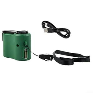 USB Handkurbel Stromerzeuger mit Datenkabel Tragbares Handy Ladegerät Backup Netzteil für Outdoor und Reisen (Grün)