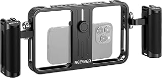 NEEWER Phone Stabilizer Video Rig Kit, Aluminum Handheld Phone Cage with Silicone Handles&Adjustable Phone Clip Compatible with iPhone 14 Plus 14 Pro Max 13 Pro Max Samsung for Vlogging Live Streaming