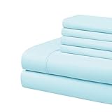 Home Basics Ultra Soft Brushed 6 Piece Microfiber 90GSM Sheet Set - Hypoallergenic, King, Aqua