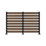 MUPATER 49” H×78” W Outdoor Privacy Screen Fence, No Dig Wooden Privacy Fence Panel for Hard Ground and Soil, 2 Way to Use, Privacy Wall with Aluminum Post, Air Conditioner Fence, Brown (2 Panels)