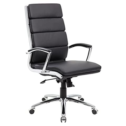 Boss Office Products CaressoftPlus Executive Chair, Traditional, Metal Chrome Finish 30D x 27W x 42H in Cover