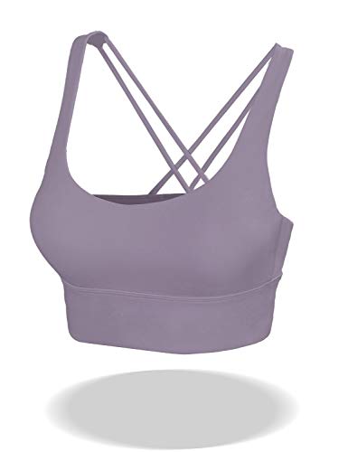 Kimmery Active Crop Tops for Women, Workout Bras Full Support High Impact Cortos Petite Snappy Cami Solstice Pull Over Builtup Bras Dusty Purple Small