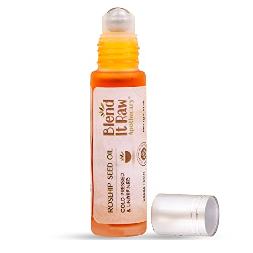 Blend It Raw Apothecary Rosehip Oil Roll-on | Fights Lip & Under eye Pigmentation | Removes Scars & Acne Spots | Cold Pressed Oil | Travel-Friendly Packaging | 10 ml