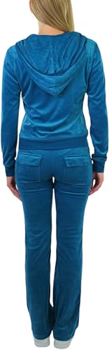 ToBeInStyle Women's Velour Tracksuit Zip-Up Hooded Jacket and Matching Pants2
