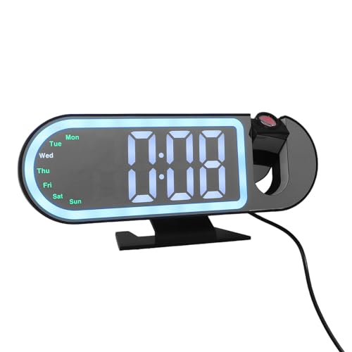 GALPADA Reloj Despertador Digital con Proyección LED para Dormitorio, Espejo Multifuncional, Pantalla Grande, Tamaño 23x9,4x5,6 Cm, Alimentado a Pilas, Adecuado para Mesita de Noche