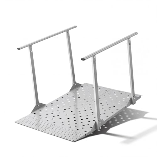 VEVOR Wheelchair Ramp with Handrails, 44.9 x 33.5 in, Heavy Duty Handicap Ramp, 440 lbs Capacity, Non-Slip Portable Threshold Ramps for Home Steps, Stairs, Doorways, Curbs, Walkers, Scooters