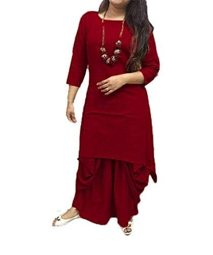 Image of Femezone Women's Linen Blend Cotton Dhoti Kurta Set