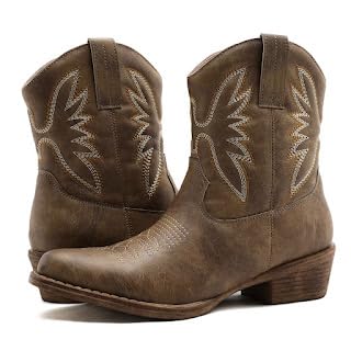GLOBALWIN Womens Mid Calf The Western Cowboy Boots Fashion Cowgirl Boots For Women Low Heel