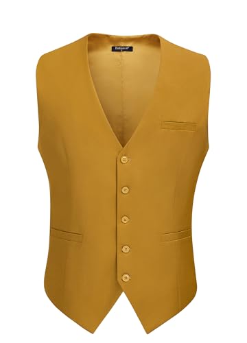 Image of Enlision Men's Suit Vest Business Formal Dress Waistcoat Solid Color Vest for Suit or Tuxedo