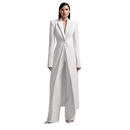 HZUOU Women's Long 2 Piece Suit Jacket+Pants Slim Fit 1 Button High Street Luxury Womens Clothing Pant Set HZH17