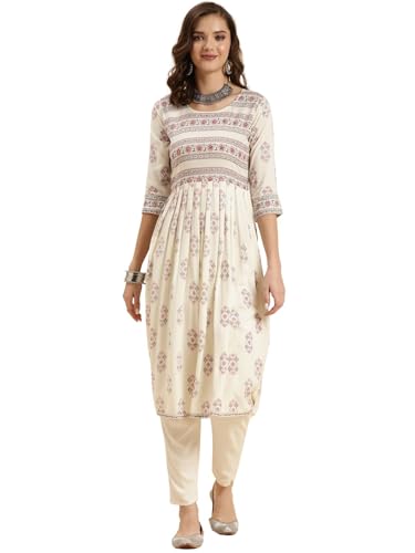 Image of rangita Rayon Calf Length Printed Flared Kurti for Women | Kurta for Women