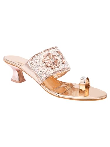 Image of TRYME Fancy Embroidery Kitten Heel Sandal Stylish Embellished Wedding Footwear Sandals For Women & Girls