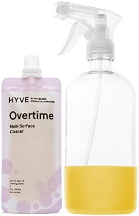 Hyve Overtime Multi Surface Cleaner with Reusable Glass Bottle, Lavender and Bergamot, 2 Fluid Ounce Concentrate