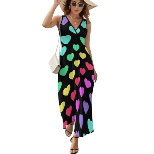 Robe longue d'été col V pour femme | Maxi robe de plage fluide et légère style décontracté