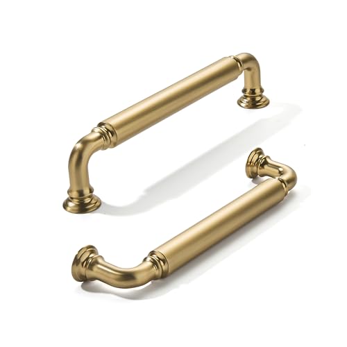 khtumeware 10-Pack Champagne Bronze Heavy-Duty Solid Cabinet Pulls 5 Inch (128mm) Hole Center Satin Brass Drawer Pulls Cabinet Hardware Suitable for Kitchen Cabinets Bathrooms and Dressers