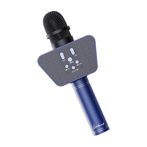 Image of LANDMARK BT55 Handheld Wireless Singing Mic Multi-Function Bluetooth Karaoke Microphone with Inbuilt Bluetooth Speaker, Recorder for Smart Phones, Laptop, Tablet - Blue