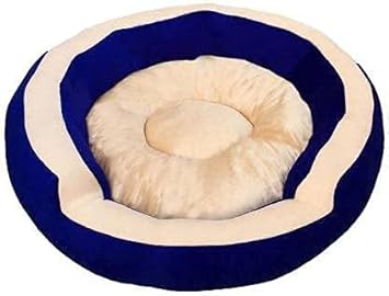 MR.BOT Luxurious and Durable Polyester Filled Soft Dual Colour Dog/Cat Bed (XL, Blue & Cream)