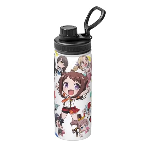 Bang Dream (7) 魔法瓶 水筒 スポーツボトル ステンレスボトル 真空断熱ボトル マグボトル 530ml 直飲み 広口 大容量 2重構造 ハンドル付 スクリュー 持ち運び 軽量 おしゃれ 在宅 通勤 通学 トラベル オフィス 大人 子供 プレゼ