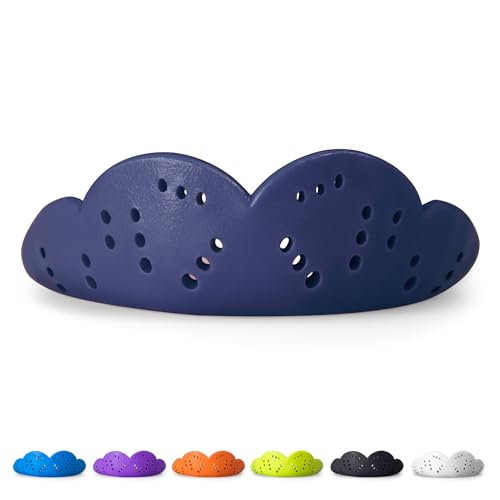 SISU Max Mouthguard, Noble Navy - 50% Stronger, Maximum Protection for Rugby, MMA, Boxing, Lacrosse, Football, Hockey, High-Impact Sports - Adult Fit, Remoldable Up to 20 Times, Works for Braces