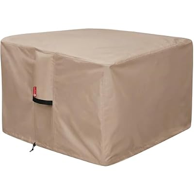 [2026 Upgraded]SheeChung Fire Pit Cover Square 36"L x 36"W x 24"H,Heavy Duty 600D Waterproof Outdoor Firepit Cover,Fit for 32/34/36 Inch Propane Firepit Table,Gas Fire Pit Table Covers with Drawstring