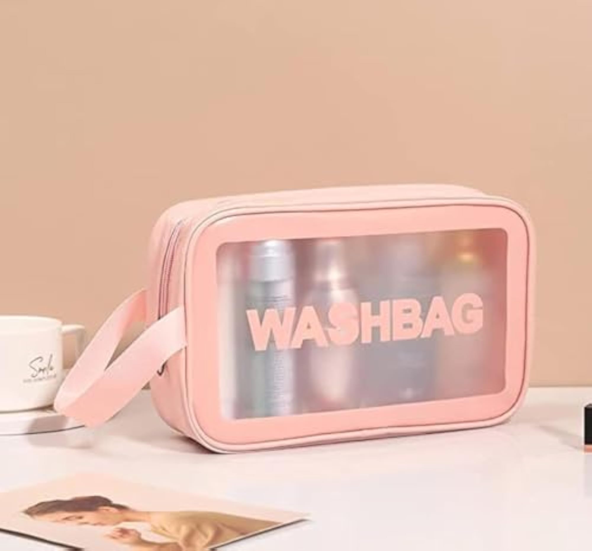 Pink Clear PVC Waterproof Travel Toiletry Bag