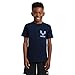 Messi Boys' Lifestyle Short Sleeve T-Shirt, Slim-fit Graphic Tee, Cotton Blend Fabric, Messi Logo CORE Graphic TEE - Dress Blue, 10-12