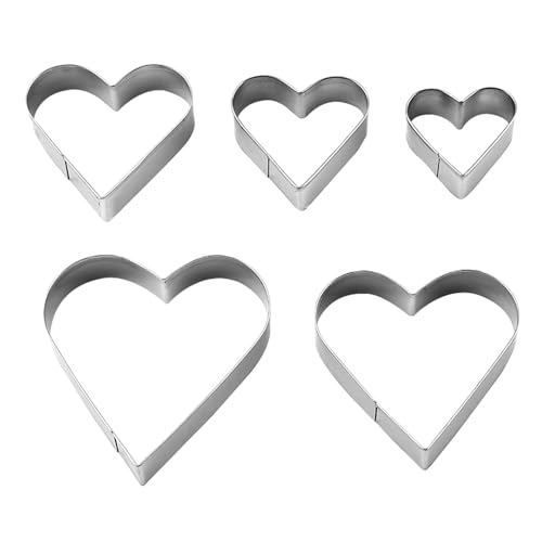 DAZZLUXE Set di 5 stampi a forma di cuore per biscotti, torte e dolci