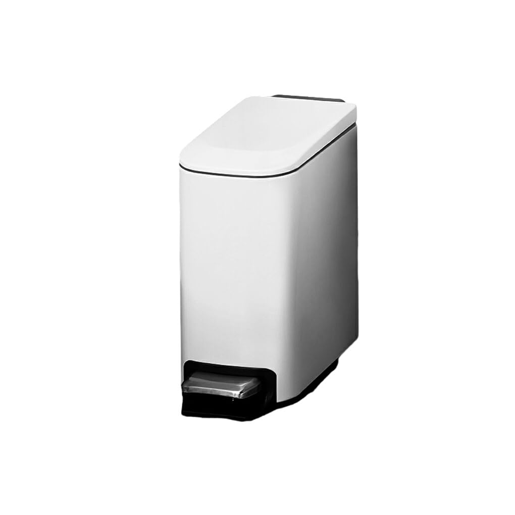 lmoikesz Neat And Stylish Waste Bin With Large Capacity - Any Room Inner Basket Soft-close Free Hands Slim Easily Fit In Gap, Matte White