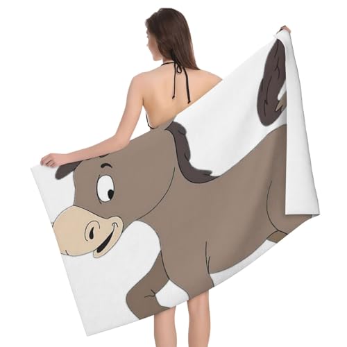 Serviette de bain microfibre imprimée drap de douche absorbant motif âne