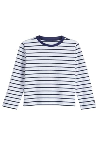 Toddlers' Long Sleeve T-Shirt - UPF 50+ Sun Protection - Coco Plum in White/Navy Stripe - Thumbnail 5