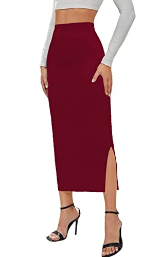 Image of Dream Beauty Fashion Casual Polyester Blend with Side Slit Black Skirt /Petticoat /Shapewear (Venue Skirt-1P)