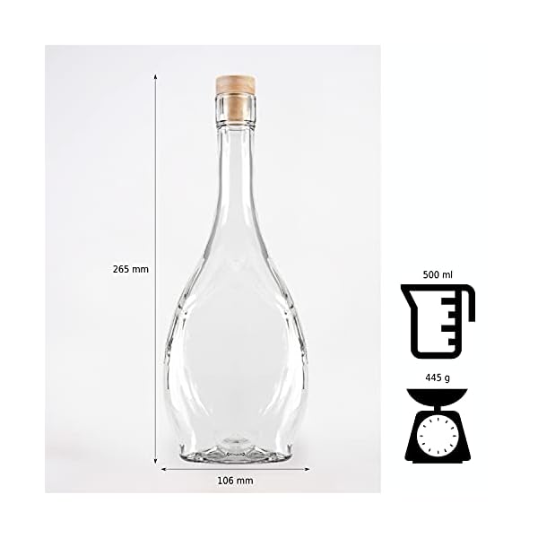 SUPERBUTELKI.PL Glasflaschen 500ml - Weinflaschen Leer 5 StÃ¼cke - Glass bottle Mit Korken - Glasflasche Icona - Flaschen zum BefÃ¼llen – Bild 5