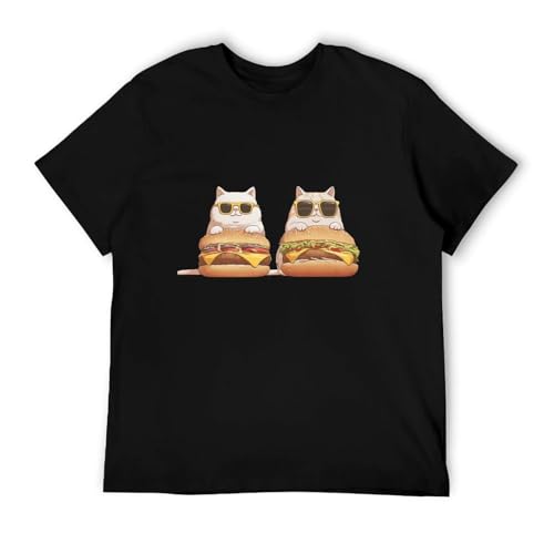 Black and White Funny Cat Print Tees for Women Summer 2025 Fashion Unisex Vintage Cotton Soft Loose Shirts4