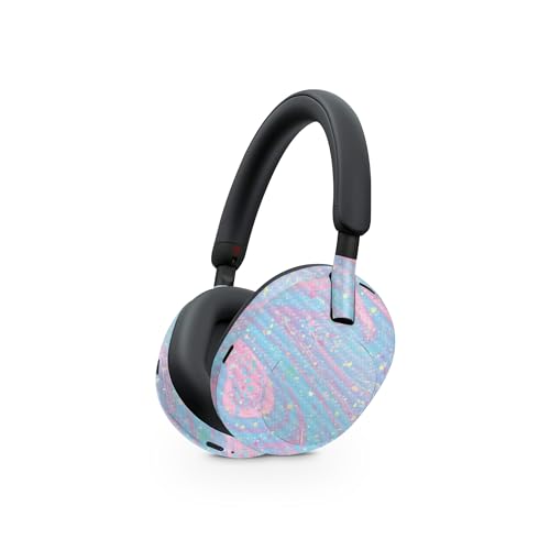 Image of MightySkins Carbon Fiber Skin Compatible with Sony WH-1000XM5 Headphones - Cotton Candy Swirl | Protective, Durable Textured Carbon Fiber Finish | Easy to Apply
